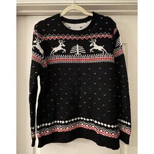 Reindeer Tree Winter Round Neck Sweater Size XL See Measurements